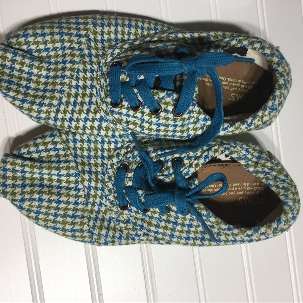 ☀️Tom’s casual shoes green and blue Please tie up